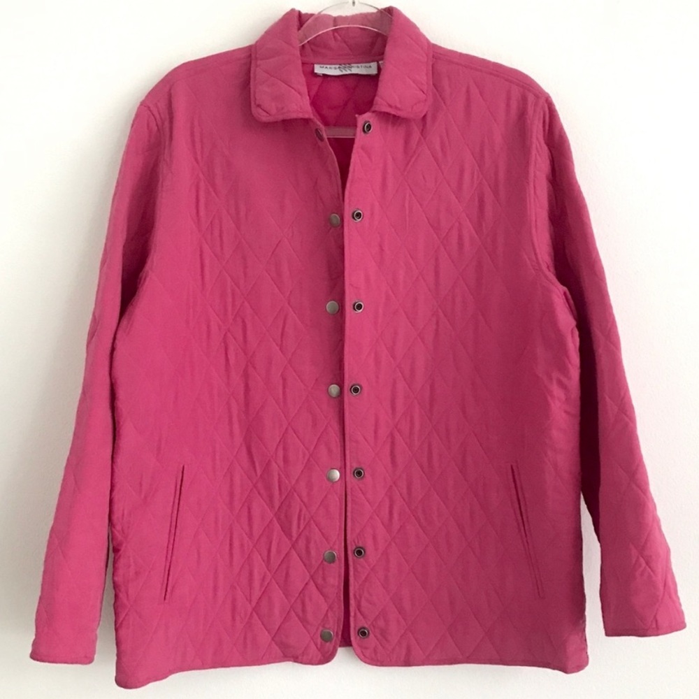 Marisa Christina vintage 100% silk pink quilted button down lightweight jacket
